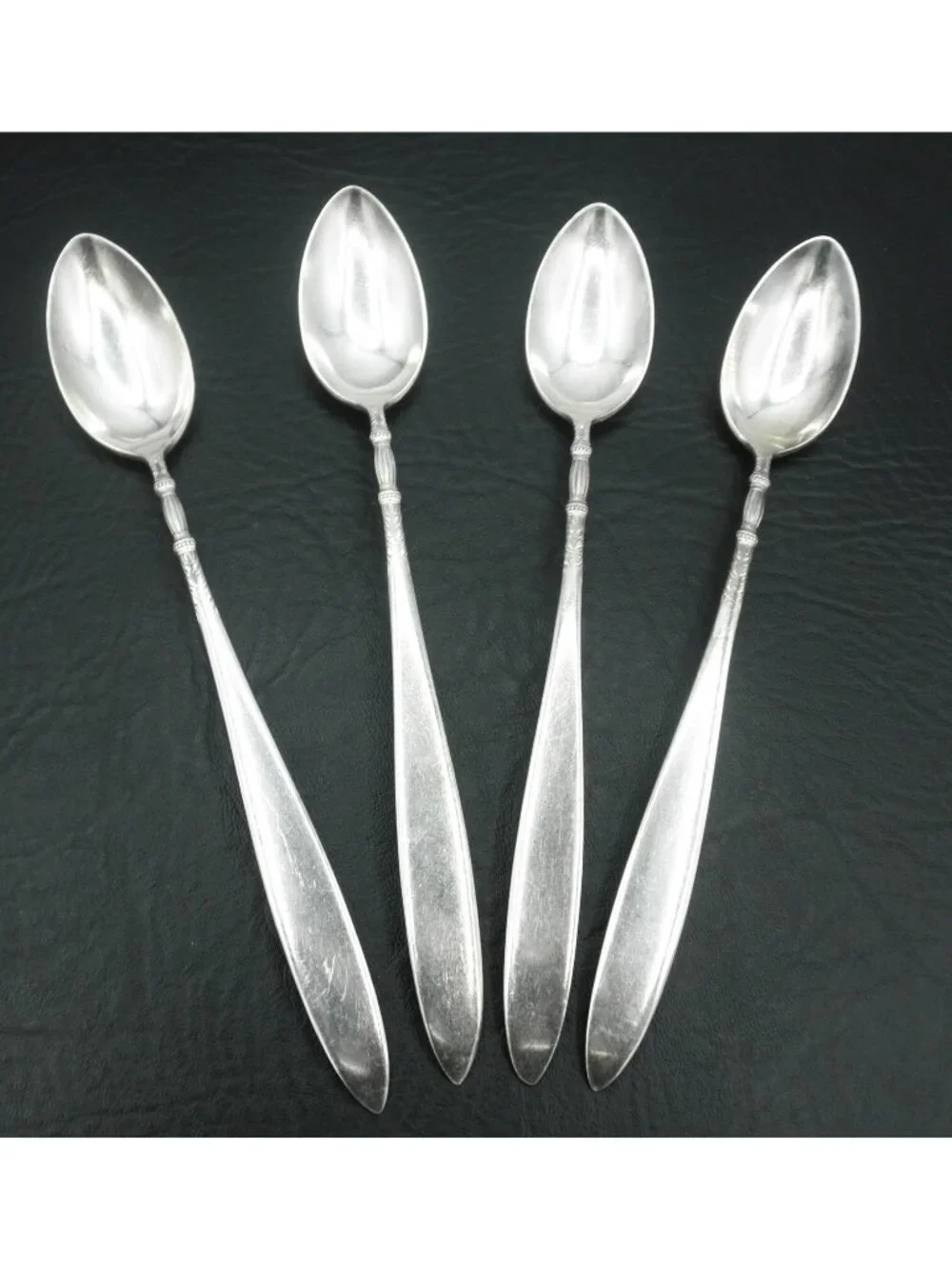 Roger Bros 1847 Queen Ann St. Moritz Ice Tea Spoon Set of 4 Silverplate 1910